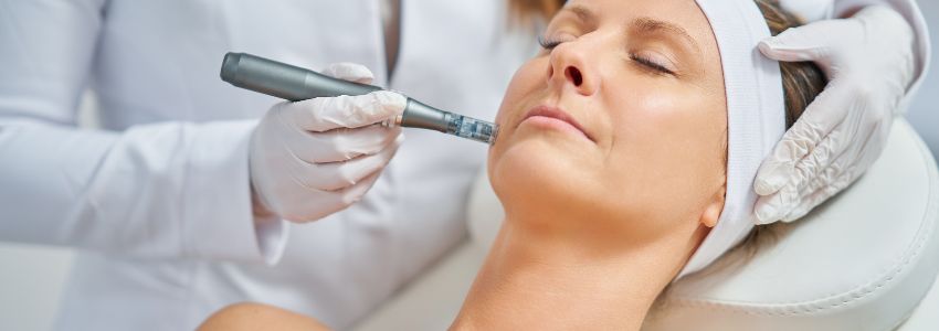 The woman undergoes microchanneling, which is an advanced form of microneeding.